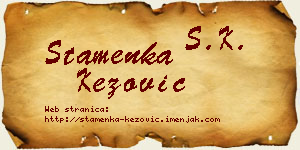 Stamenka Kezović vizit kartica